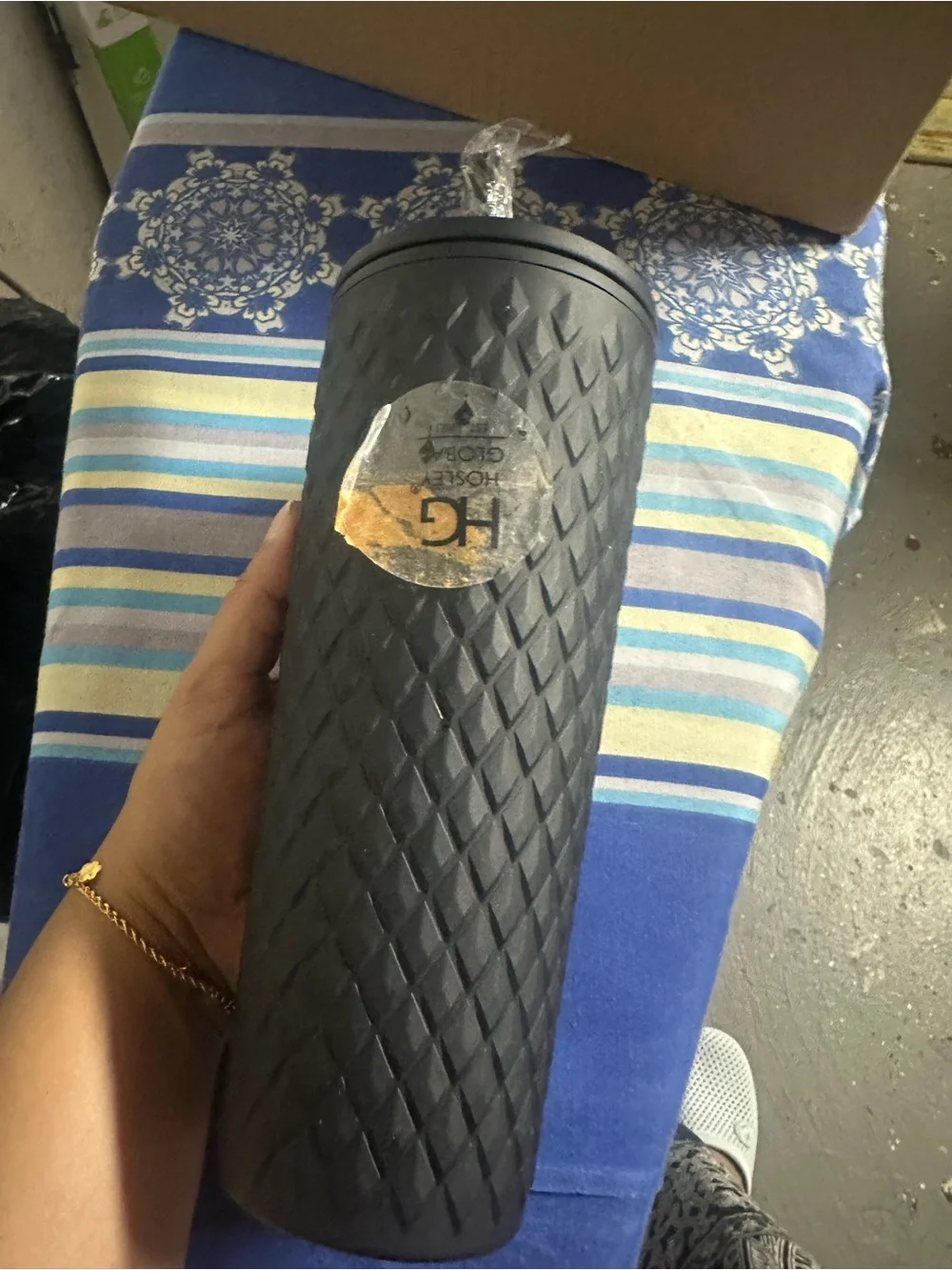 Black Textured Travel Tumbler